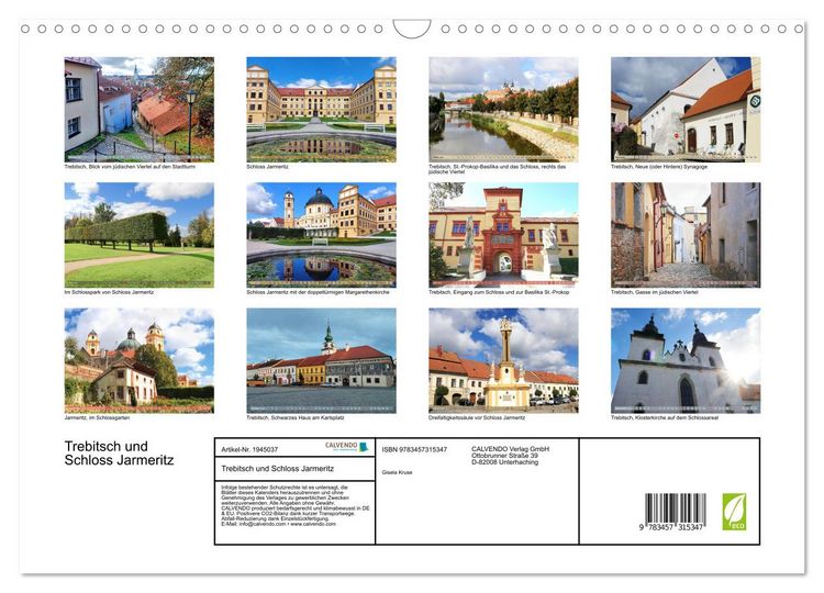 Produktbild: Trebitsch und Schloss Jarmeritz (Wandkalender 2026 DIN A3 quer), CALVENDO Monatskalender