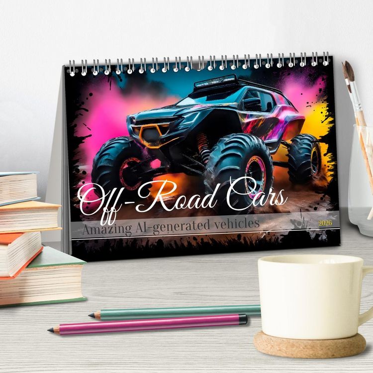 Produktbild: OFF-ROAD CARS Amazing AI-generated vehicles (Desk Calendar 2026 DIN A5 landscape), CALVENDO 12 Month DeskCalendar