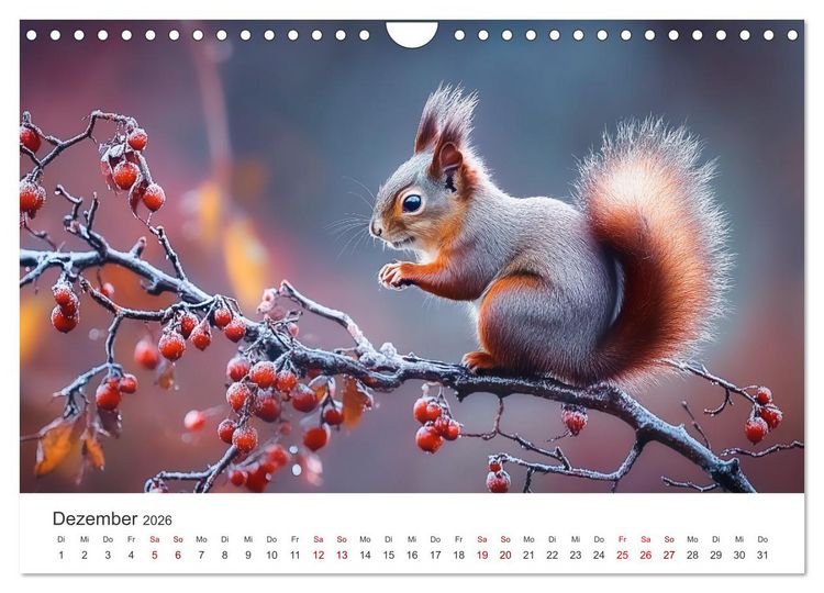 Produktbild: Das geheime Leben der Eichh&ouml;rnchen - Ein Jahr zwischen Baumwipfeln und Nussverstecken (Wandkalender 2026 DIN A4 quer), CALVENDO Monatskalender