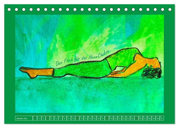 Produktbild: Farbige Yoga Kraftwelt - Yoga Asanas f&uuml;r die Chakren (Tischkalender 2026 DIN A5 quer), CALVENDO Monatskalender