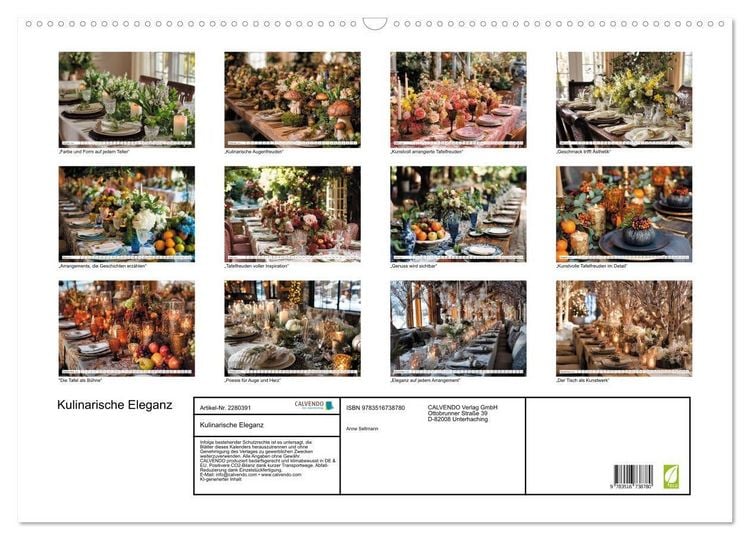 Produktbild: Kulinarische Eleganz (Wandkalender 2026 DIN A2 quer), CALVENDO Monatskalender