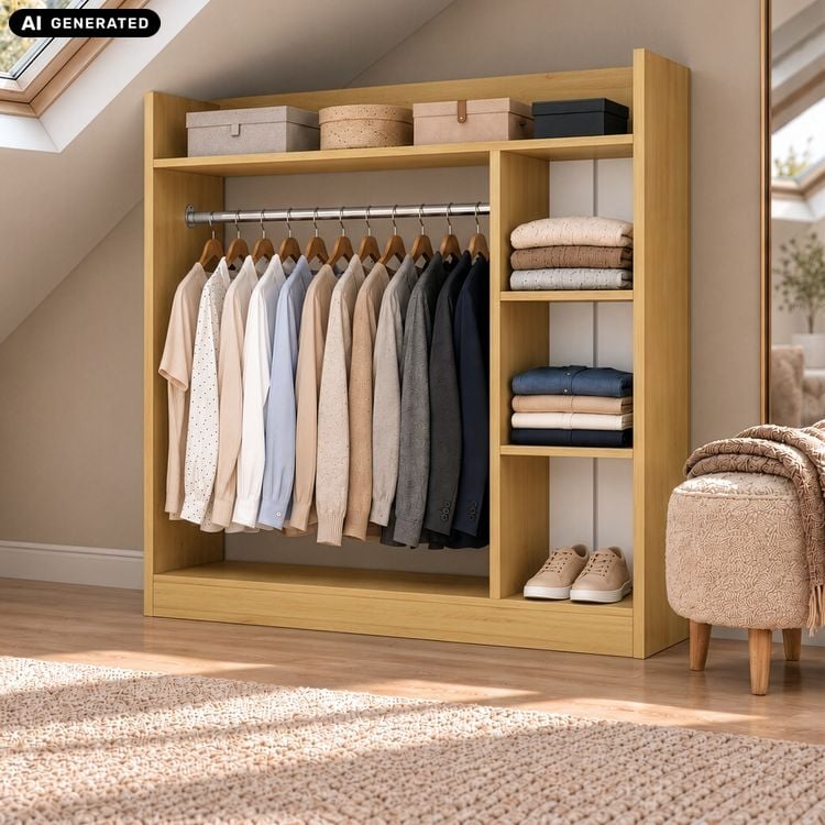 Produktbild: Holz Kleiderst&auml;nder mit Regal & Stange Palosa L