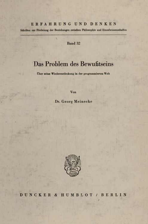 Produktbild: Das Problem des Bewu&szlig;tseins.