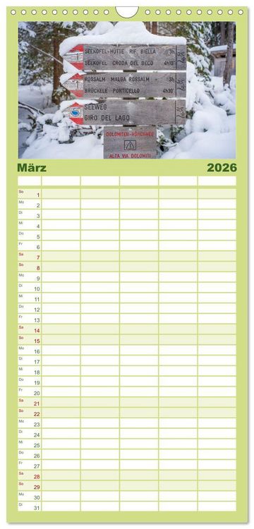 Produktbild: Familienplaner 2026 - Pragser Wildsee - Traumziel in den Dolomiten mit 5 Spalten (Wandkalender, 21 x 45 cm) CALVENDO