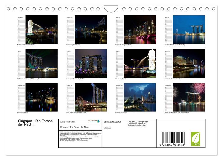 Produktbild: Singapur - Die Farben der Nacht (Wandkalender 2026 DIN A4 quer), CALVENDO Monatskalender