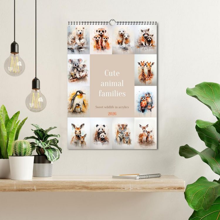 Produktbild: Cute animal families (Wall Calendar 2026 DIN A3 portrait), CALVENDO 12 Month Wall Calendar