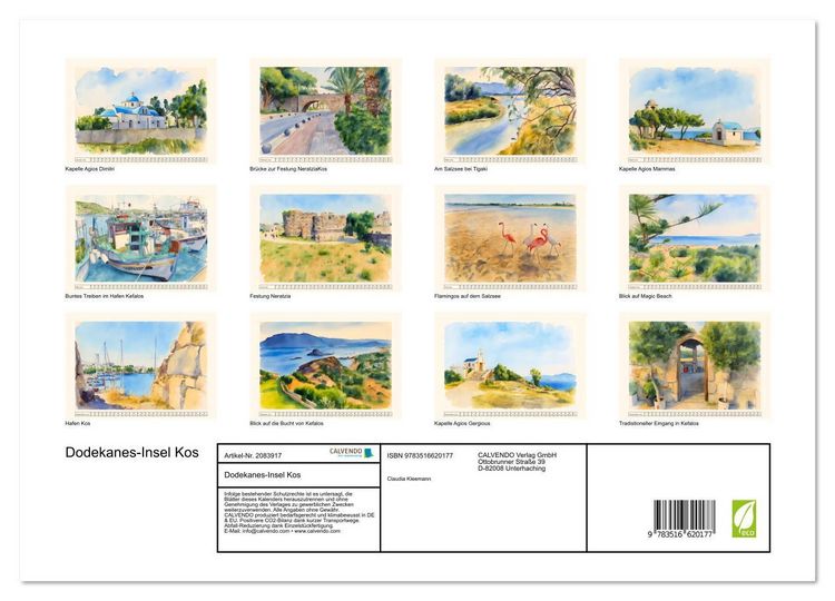 Produktbild: Dodekanes-Insel Kos (hochwertiger Premium Wandkalender 2026 DIN A2 quer), Kunstdruck in Hochglanz