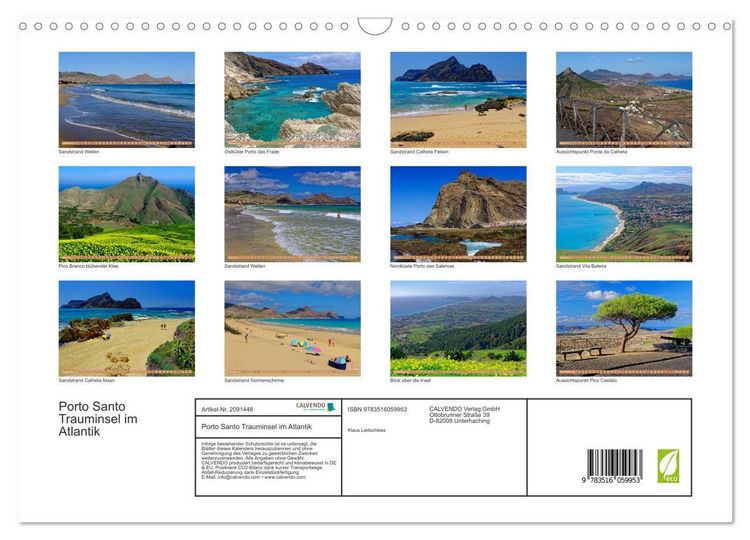 Produktbild: Porto Santo Trauminsel im Atlantik (Wandkalender 2026 DIN A3 quer), CALVENDO Monatskalender