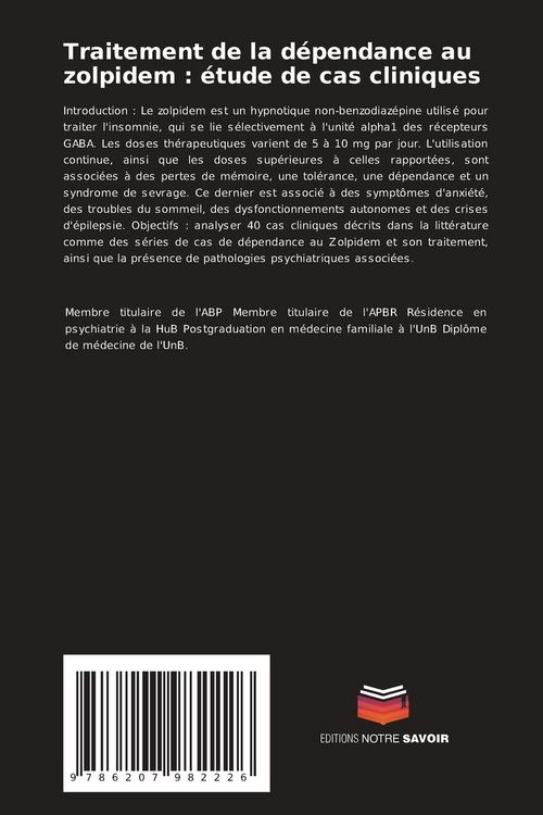 Produktbild: Traitement de la d&eacute;pendance au zolpidem : &eacute;tude de cas cliniques