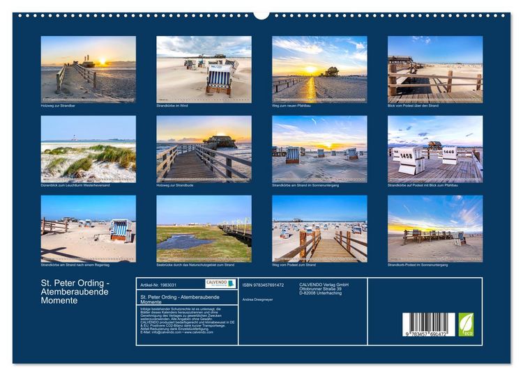 Produktbild: St. Peter Ording - Atemberaubende Momente (hochwertiger Premium Wandkalender 2026 DIN A2 quer), Kunstdruck in Hochglanz