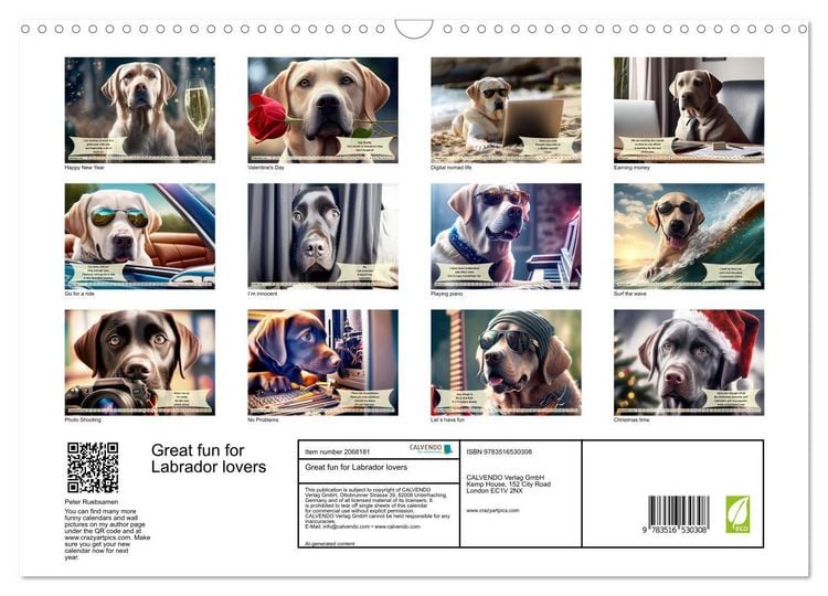 Produktbild: Great fun for Labrador lovers (Wall Calendar 2026 DIN A3 landscape), CALVENDO 12 Month Wall Calendar