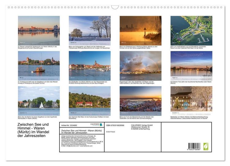 Produktbild: Zwischen See und Himmel - Waren (M&uuml;ritz) im Wandel der Jahreszeiten (Wandkalender 2027 DIN A2 quer), CALVENDO Monatskalender