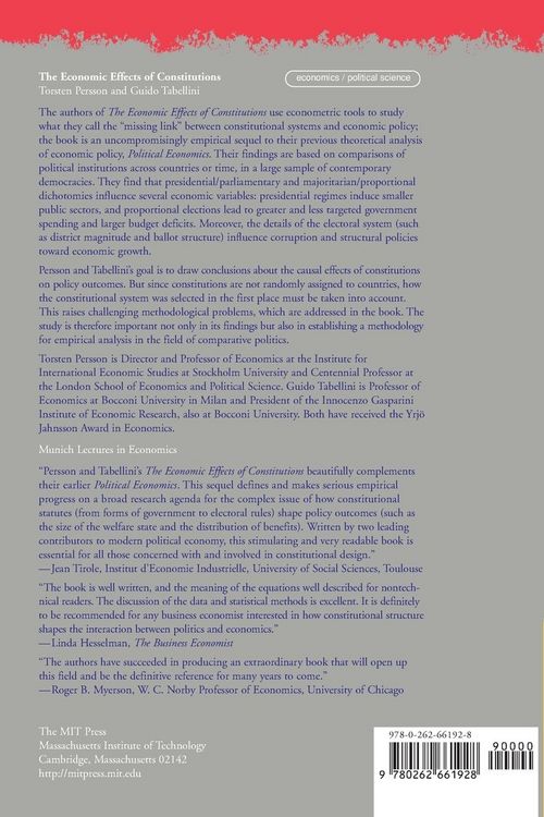 Produktbild: The Economic Effects of Constitutions