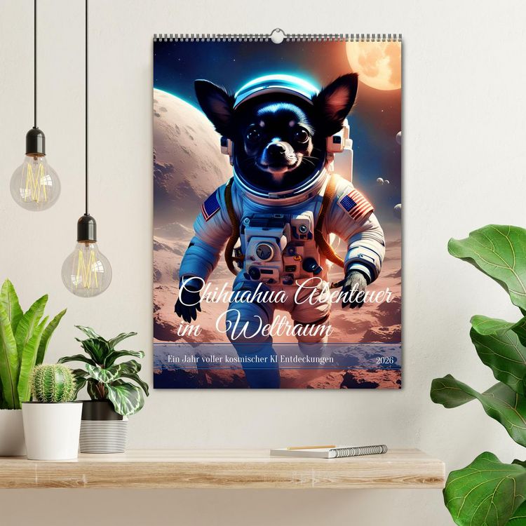 Produktbild: Chihuahua Abenteuer im Weltraum (Wandkalender 2026 DIN A2 hoch), CALVENDO Monatskalender