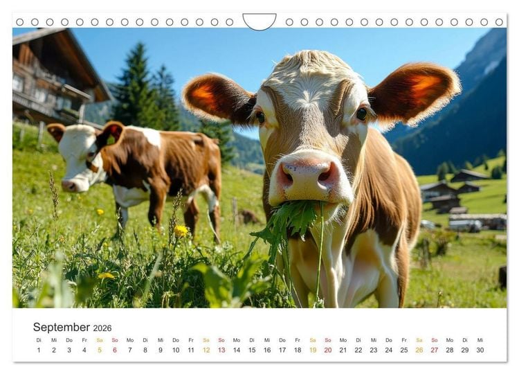 Produktbild: Gl&uuml;ckliche Bergk&uuml;he - Leben auf der Alm (Wandkalender 2026 DIN A4 quer), CALVENDO Monatskalender