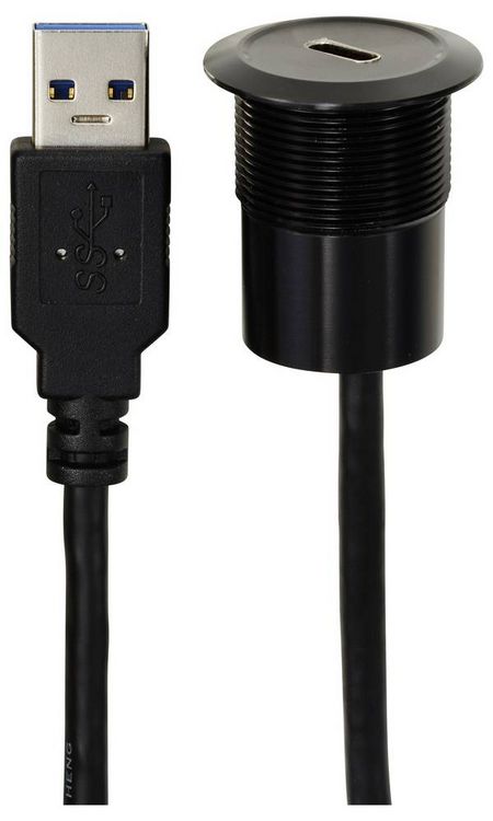 Produktbild: USB-C&reg; (3.1) Buchse/USB-A (3.0) Stecker 1 m Kabel schwarz TC-13376312 TRU COMPONENTS Inhalt: 1 St.