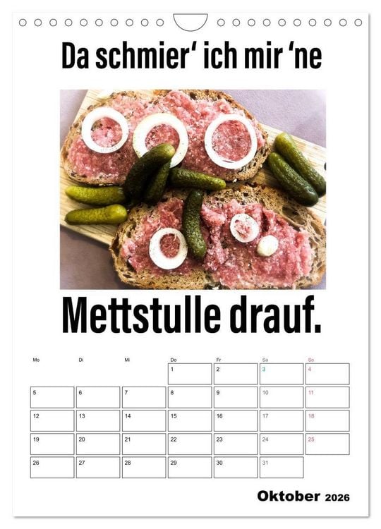 Produktbild: Mettkalender - Spread Some Mett. (Wandkalender 2026 DIN A4 hoch), CALVENDO Monatskalender