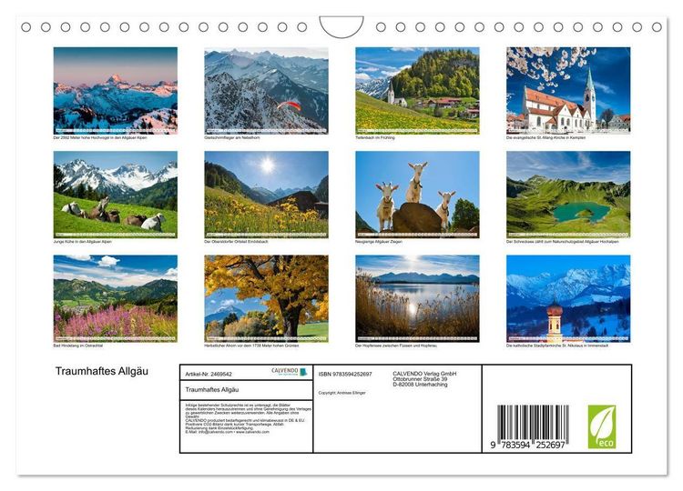 Produktbild: Traumhaftes Allg&auml;u (Wandkalender 2027 DIN A4 quer), CALVENDO Monatskalender