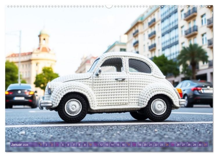 Produktbild: Amigurumi Fahrzeugtr&auml;ume - H&auml;kelstyle in Pastellt&ouml;nen (Wandkalender 2026 DIN A2 quer), CALVENDO Monatskalender