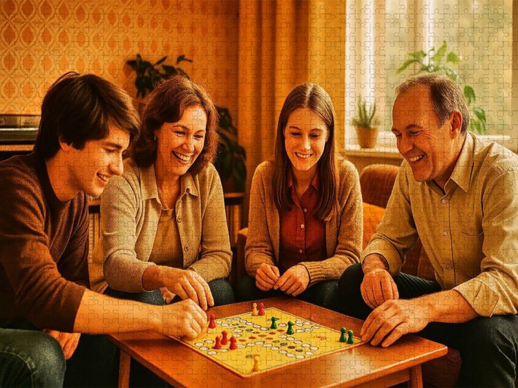Produktbild: CALVENDO Puzzle Familienzeit am Spieltisch | 1000 Teile Lege-Gr&ouml;&szlig;e 64x48cm Foto-Puzzle f&uuml;r gl&uuml;ckliche Stunden