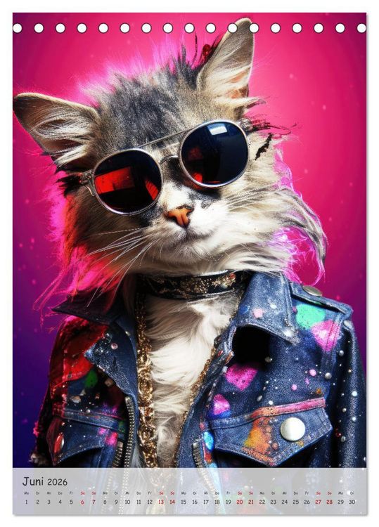 Produktbild: Katzen im lustigen Gangsterlook (Tischkalender 2026 DIN A5 hoch), CALVENDO Monatskalender