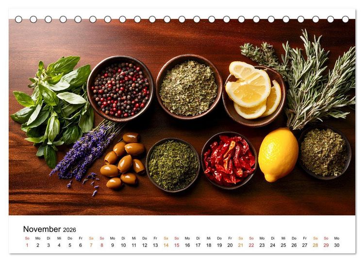 Produktbild: K&uuml;chenkalender Gew&uuml;rzwelt (Tischkalender 2026 DIN A5 quer), CALVENDO Monatskalender