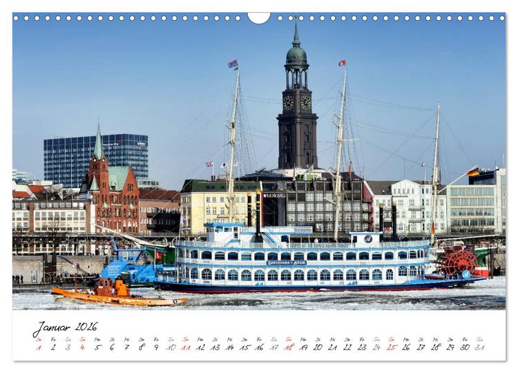 Produktbild: Mit Hamburg durchs Jahr 2026 (Wandkalender 2026 DIN A3 quer), CALVENDO Monatskalender
