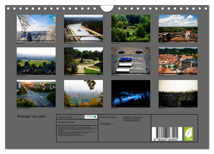 Produktbild: Erlangen von oben (Wandkalender 2026 DIN A4 quer), CALVENDO Monatskalender