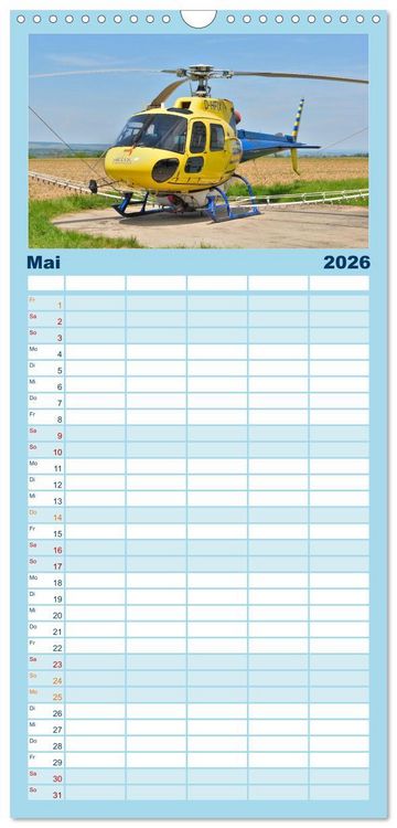 Produktbild: Familienplaner 2026 - Die beeindruckende Welt der Hubschrauber mit 5 Spalten (Wandkalender, 21 x 45 cm) CALVENDO