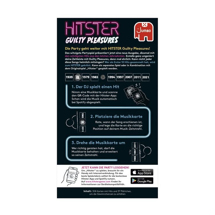 Produktbild: Jumbo 1110100378 - Hitster Guilty Pleasures, Musik-Quizspiel, Partyspiel