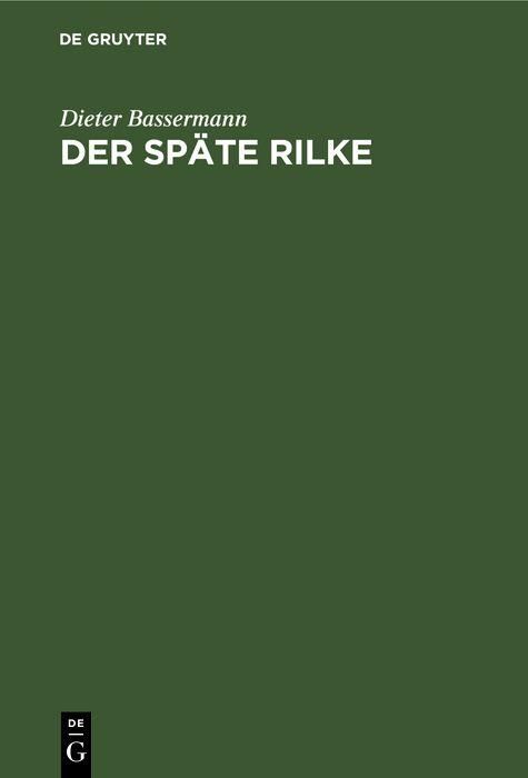 Produktbild: Der sp&auml;te Rilke