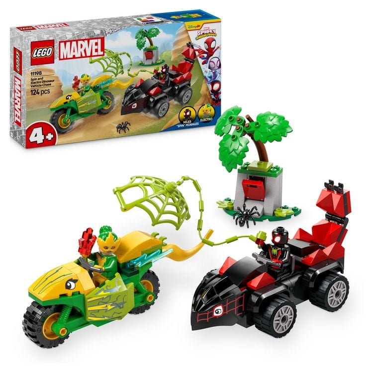 Produktbild: LEGO Marvel Actionspa&szlig; mit Spin und Electro in ihren Dino-Flitzern, Spidey und seine Super-Freunde 11198