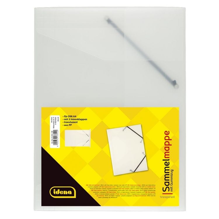 Produktbild: Idena Sammelmappe PP mit Gummizug transluzent wei&szlig; DIN A4