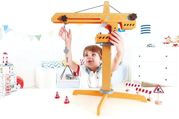 Produktbild: Hape E3011 - Gro&szlig;er Baukran, drehbar inkl. Zubeh&ouml;r, Holz