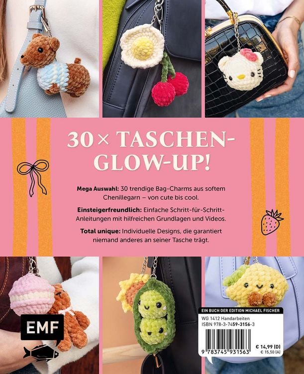 Produktbild: Make it yours! Supers&uuml;&szlig;e Bag Charms h&auml;keln mit @therapyonmyhook