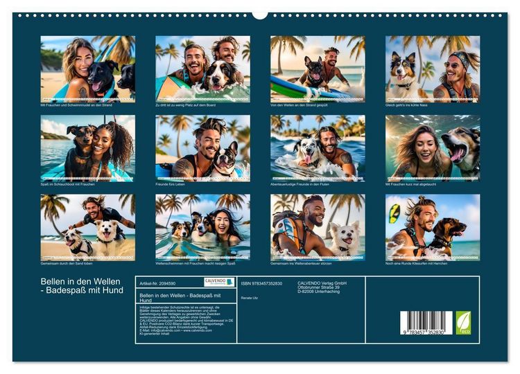 Produktbild: Bellen in den Wellen - Badespa&szlig; mit Hund (hochwertiger Premium Wandkalender 2026 DIN A2 quer), Kunstdruck in Hochglanz