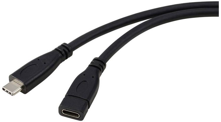 Produktbild: Renkforce USB-Kabel USB 3.2 Gen1 USB-C&reg; Stecker, USB-C&reg; Buchse 1.00m Schwarz RF-5720414