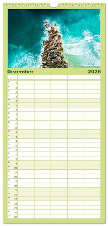 Produktbild: Familienplaner 2026 - In Gedanken auf den Seychellen mit 5 Spalten (Wandkalender, 21 x 45 cm) CALVENDO