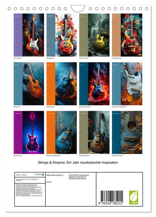Produktbild: Strings & Dreams: Ein Jahr musikalischer Inspiration (Wandkalender 2026 DIN A4 hoch), CALVENDO Monatskalender