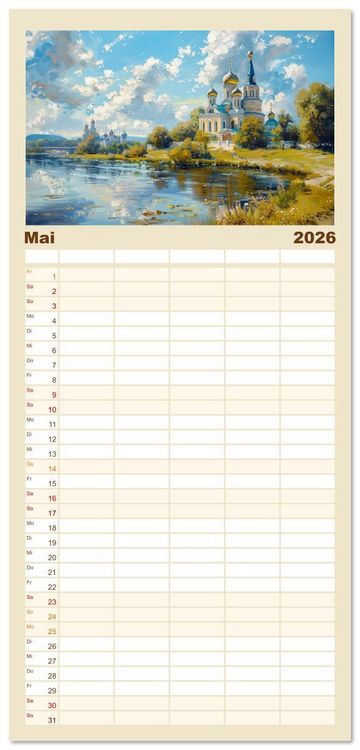 Produktbild: Familienplaner 2026 - Reise mit der ostslawischen Seele mit 5 Spalten (Wandkalender, 21 x 45 cm) CALVENDO
