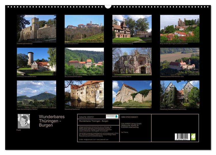 Produktbild: Wunderbares Th&uuml;ringen - Burgen (Wandkalender 2026 DIN A2 quer), CALVENDO Monatskalender
