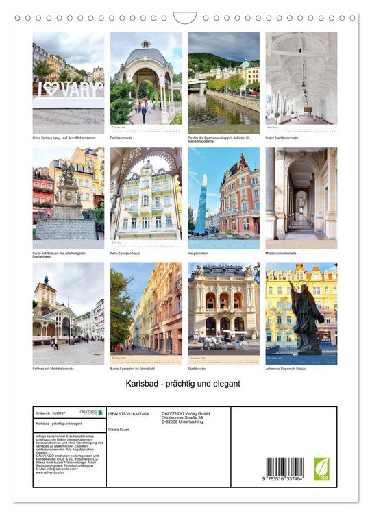 Produktbild: Karlsbad - pr&auml;chtig und elegant (Wandkalender 2026 DIN A3 hoch), CALVENDO Monatskalender