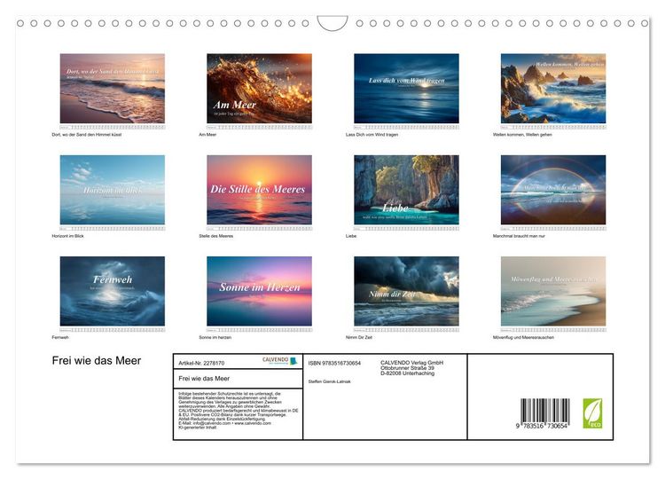 Produktbild: Frei wie das Meer (Wandkalender 2026 DIN A3 quer), CALVENDO Monatskalender