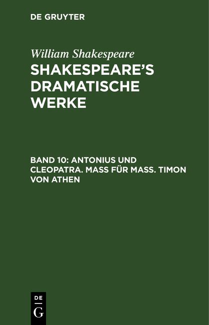 Produktbild: Antonius und Cleopatra. Ma&szlig; f&uuml;r Ma&szlig;. Timon von Athen