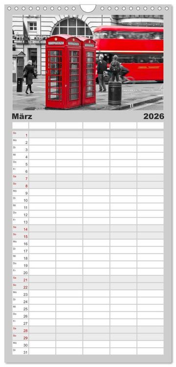 Produktbild: Familienplaner 2026 - LONDON Urbaner Flair mit 5 Spalten (Wandkalender, 21 x 45 cm) CALVENDO