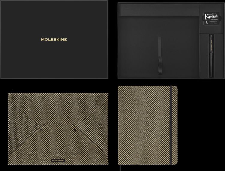 Produktbild: Moleskine Shine Sammlerbox Gold Notizbuch (XL, liniert, fester Einband)