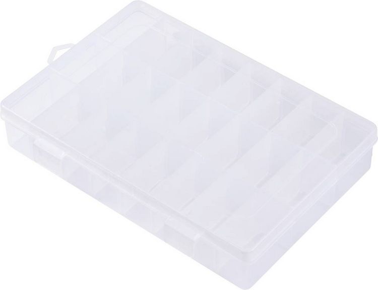 Produktbild: TRU COMPONENTS TC-ERB-9049 Sortimentskasten (L x B x H) 210 x 140 x 38 mm Anzahl F&auml;cher: 24 variable Unterteilung Inhalt 1 St.