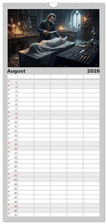 Produktbild: Familienplaner 2026 - Victor Frankenstein und seine Sch&ouml;pfung mit 5 Spalten (Wandkalender, 21 x 45 cm) CALVENDO