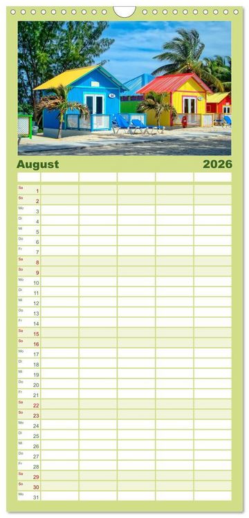 Produktbild: Familienplaner 2026 - Die Westindischen Inseln - Bahamas mit 5 Spalten (Wandkalender, 21 x 45 cm) CALVENDO