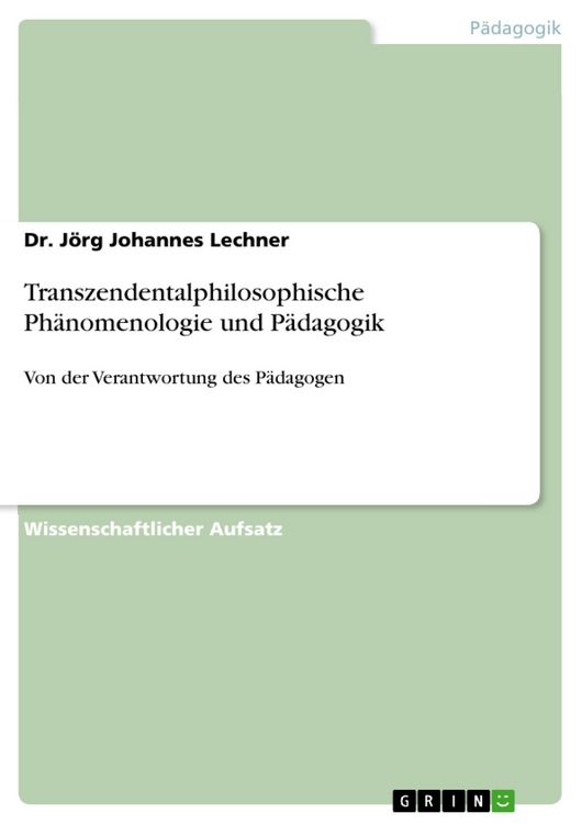 Produktbild: Transzendentalphilosophische Ph&auml;nomenologie und P&auml;dagogik